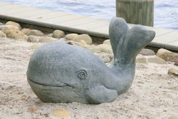 Happy The Whale Water Feature Piped Statue Cement Stone Spouting